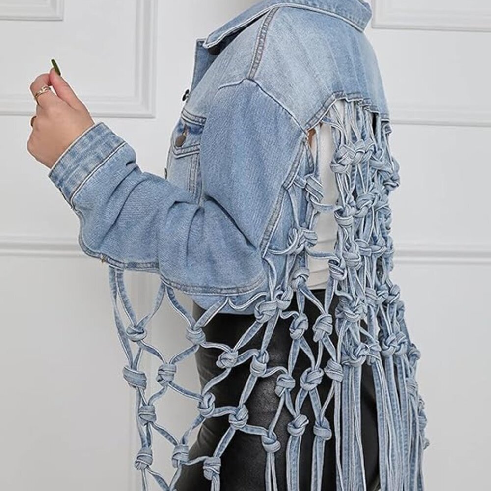Fashion Nova Knotted Denim Jacket - Picture 9 of 10